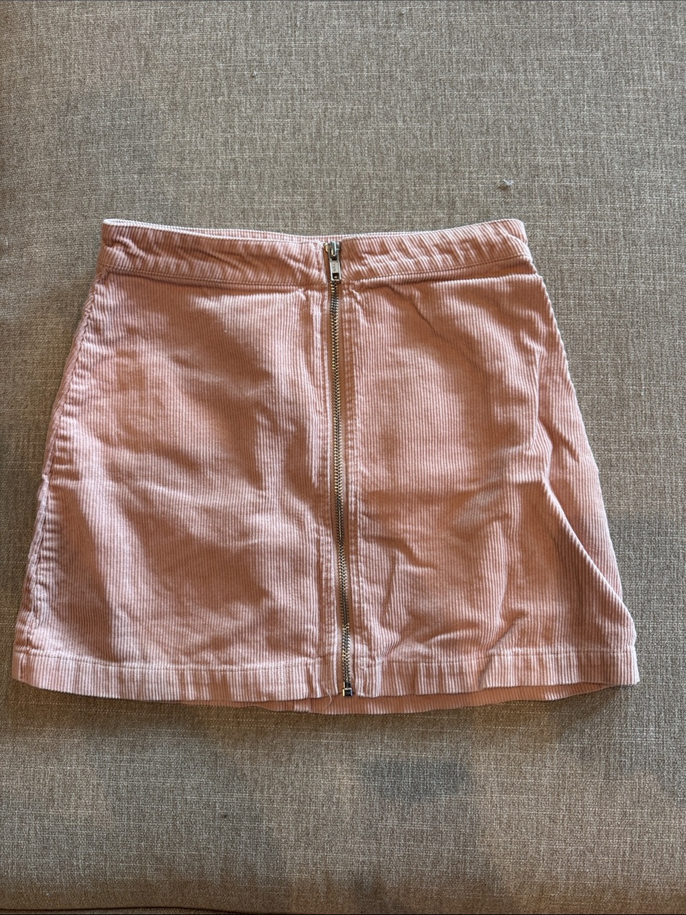 art class Pink Corduroy A-Line Skirt with Front Zip